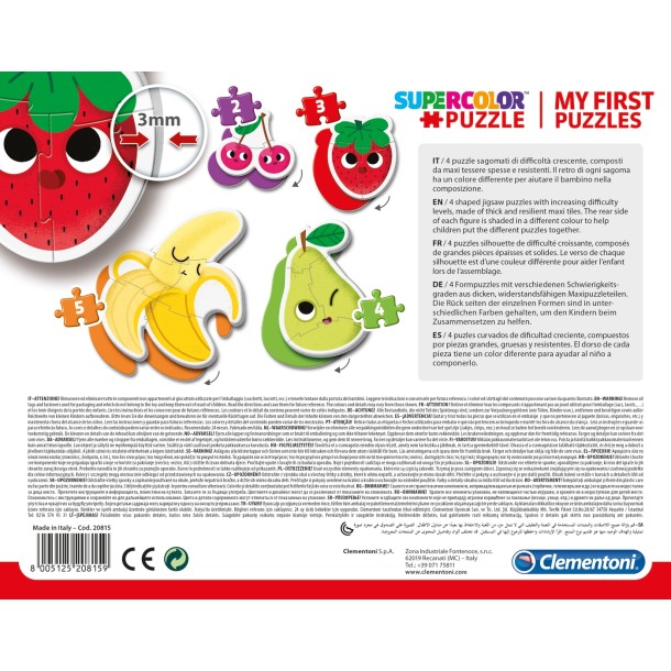 Clementoni: Supercolor Puzzle: Gyümölcsök 4 az 1-ben szett 20815
