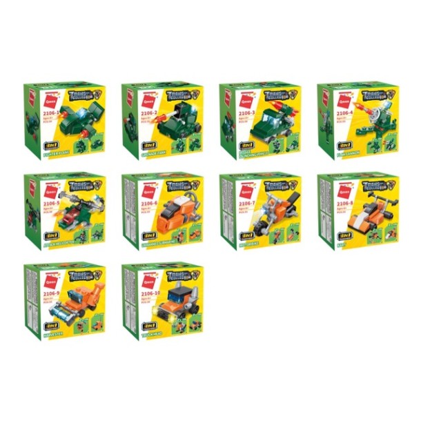 Qman: 10-es szett 3az1-ben mini járműves építőjáték 2106