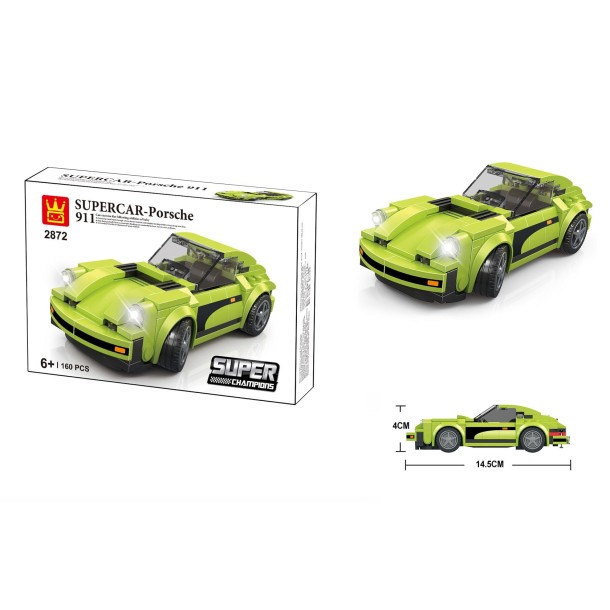 WANGE® 2872 | Kompatibilis, készségfejlesztő építőjáték | 161 db építőkocka | Supercar zöld sportkocsi