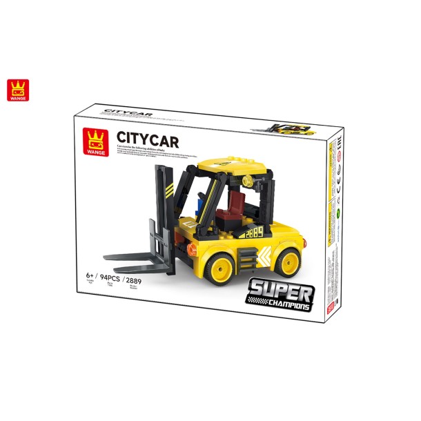 WANGE® 2889 | kompatibilis, készségfejlesztő autós építőjáték | 94 db építőkocka | Supercar sárga targonca