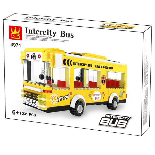 WANGE 3971 | 231 db építőkocka | Intercity sárga busz