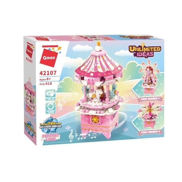 QMAN® 42107 | kompatibilis, készségfejlesztő építőjáték lányoknak | 416 db építőkocka | 3 az 1-ben Fantáziavilág