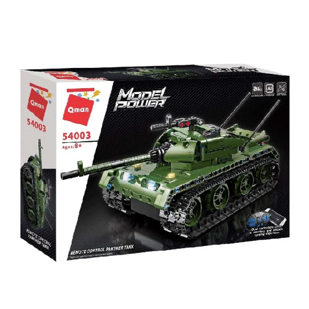 QMAN® 54003 | legó-technic-kompatibilis távirányítós építőjáték | 418 db építőkocka | Panther tank (app + controller)