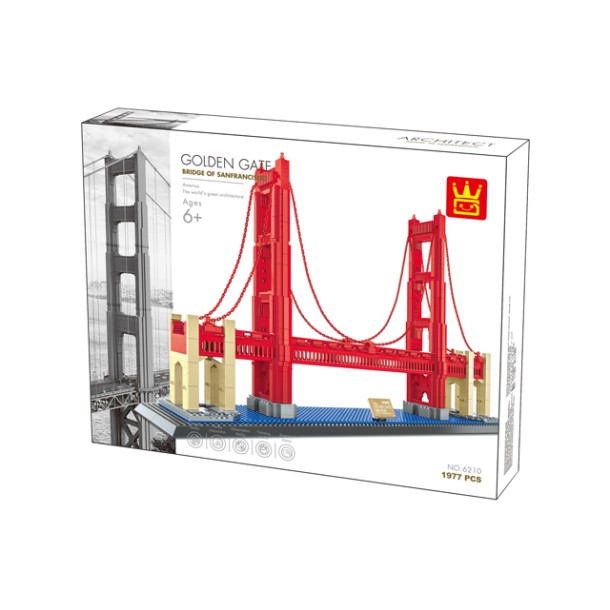 WANGE® 6210 |kompatibilis, készségfejlesztő építőjáték | 1977 db építőkocka | Golden Gate Bridge – USA