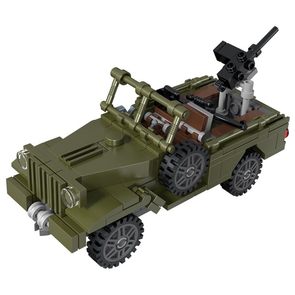 COGO 7913 | 251 db építőkocka | Amerikai katonai jeep és motor