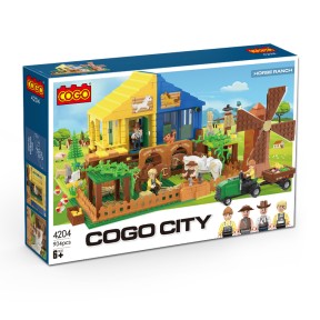 COGO 4204 | 904 db építőkocka | Nagy lovastanya figurákkal, állatokkal