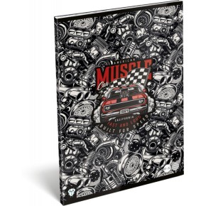 LizzyCard Tűzött füzet, A/4 kockás, American car 