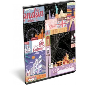 LizzyCard tűzött füzet, A/4 sima, Go travel
