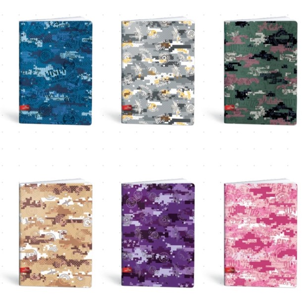 Lipamill tűzött füzet A/4 kockás, 40 lapos, Military