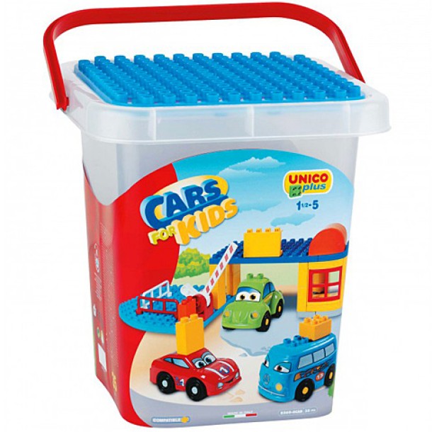 UNICO építőkockák parkoló vödörben 36db 8569-0CAR