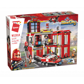 QMAN® W12014 | kompatibilis, készségfejlesztő építőjáték | 693 db építőkocka | Nagy Tűzoltó Parancsnokság