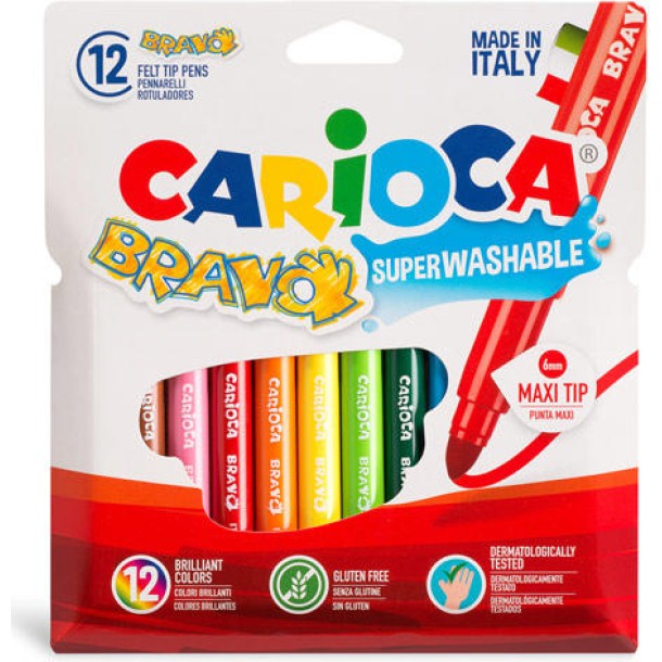 Carioca: Színes maxi filctoll, lemosható 12 db-os  42755
