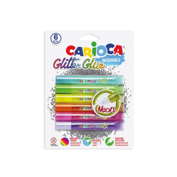 Carioca: Neon csillámos dekoráló szett 6 db-os 42111