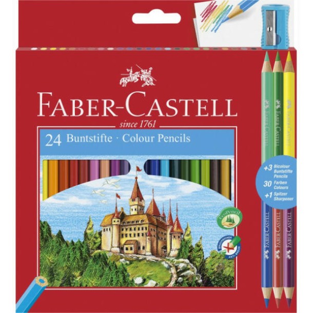Faber-Castell színesceruza készlet 24+3 db-os + hegyező 110324